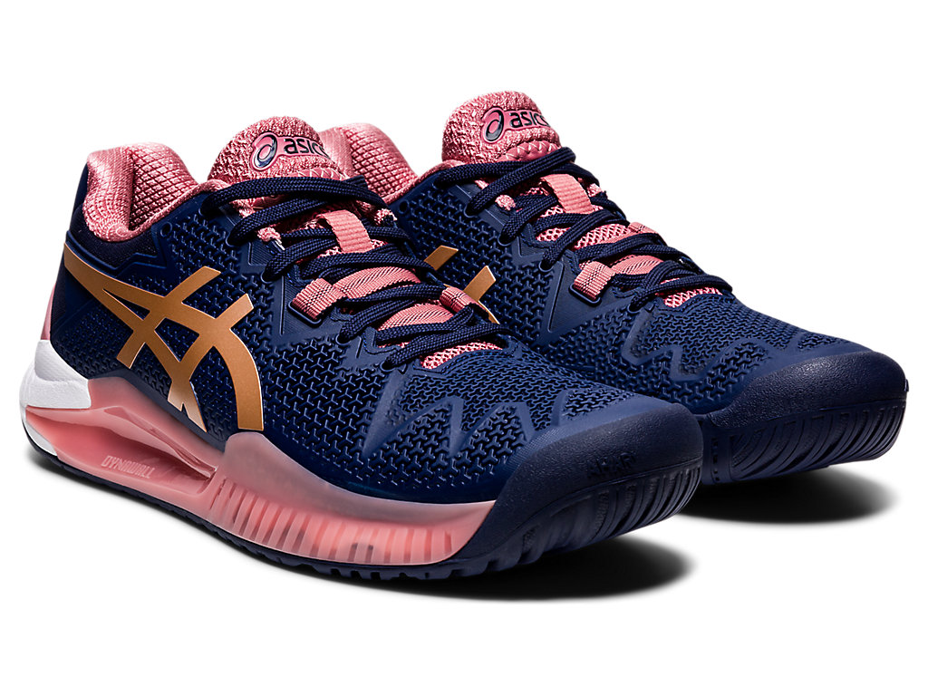 Women's Asics Gel-Resolution 8 Tennis Shoes Navy / Rose Gold | 1843-JIDCH