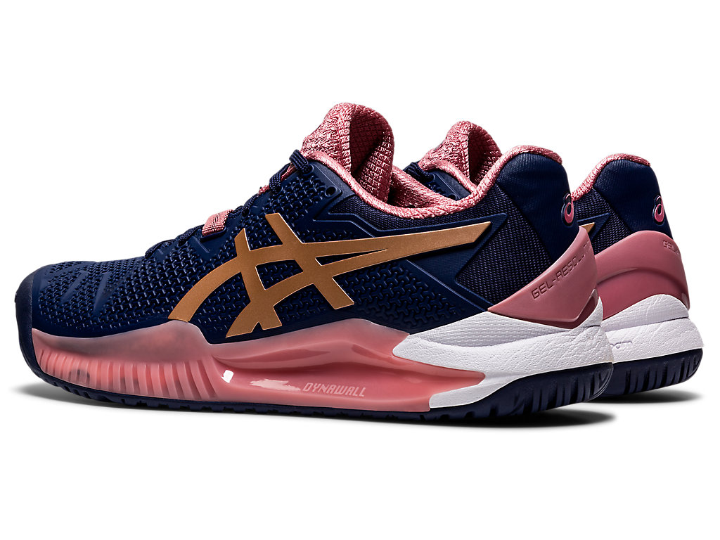 Women's Asics Gel-Resolution 8 Tennis Shoes Navy / Rose Gold | 1843-JIDCH