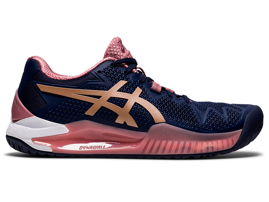 Women\'s Asics Gel-Resolution 8 Tennis Shoes Navy / Rose Gold | 1843-JIDCH