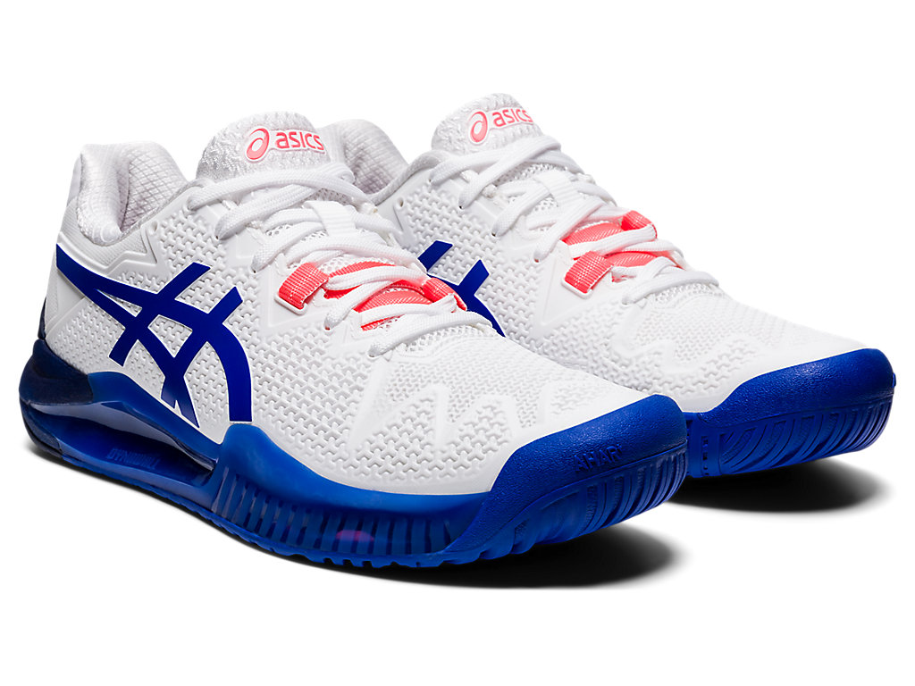 Women's Asics Gel-Resolution 8 Tennis Shoes White / Blue | 4831-BOQUG