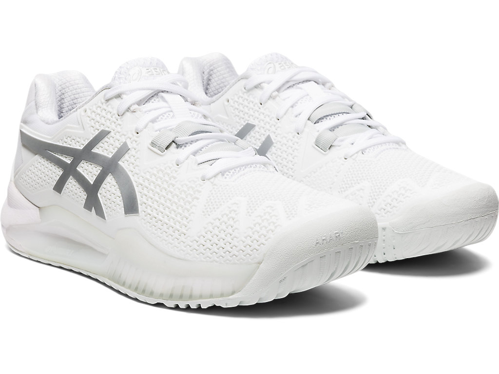 Women's Asics Gel-Resolution 8 Tennis Shoes White / Silver | 9236-JWXDI