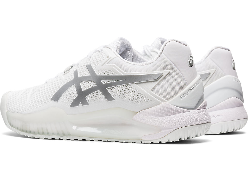 Women's Asics Gel-Resolution 8 Tennis Shoes White / Silver | 9236-JWXDI