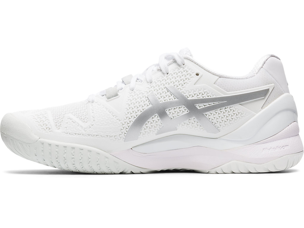 Women's Asics Gel-Resolution 8 Tennis Shoes White / Silver | 9236-JWXDI