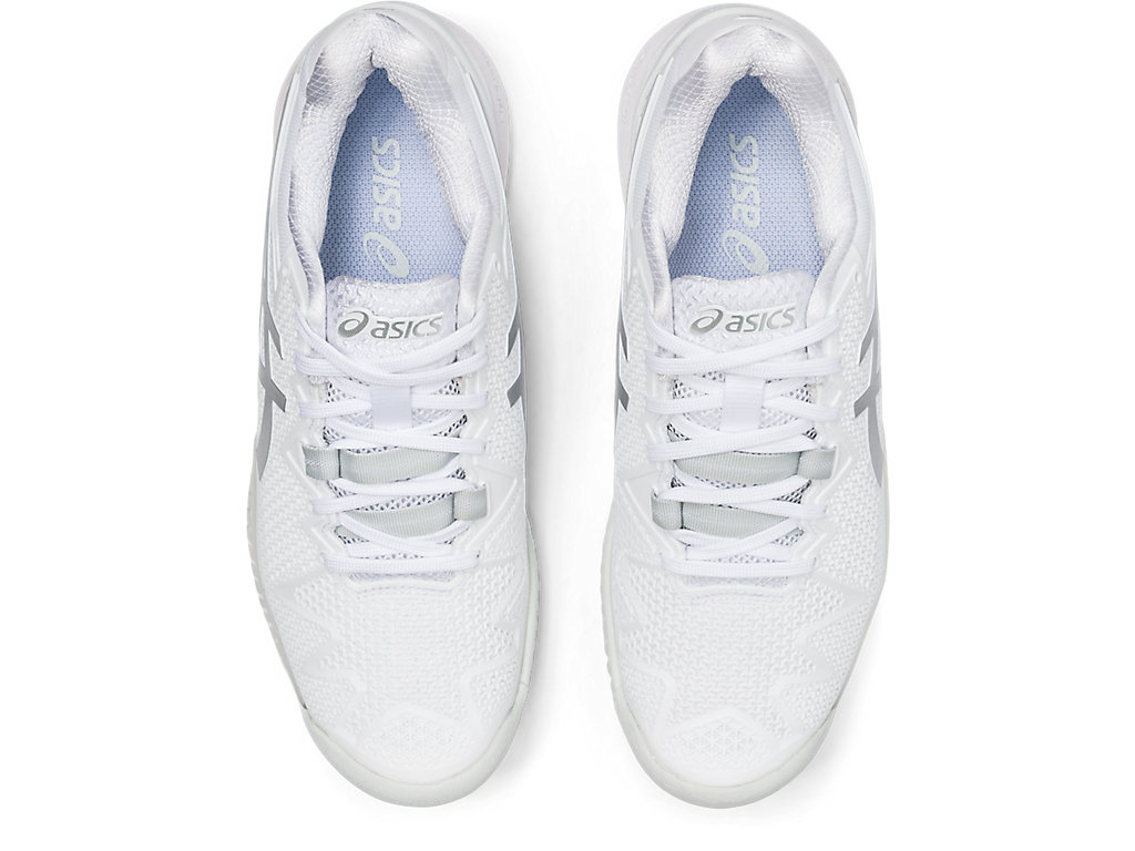 Women's Asics Gel-Resolution 8 Tennis Shoes White / Silver | 9236-JWXDI