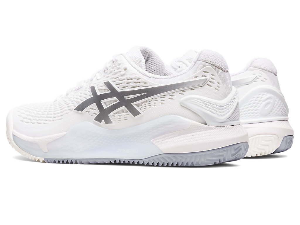 Women's Asics Gel-Resolution 9 Clay Tennis Shoes White / Silver | 6137-TKDNZ