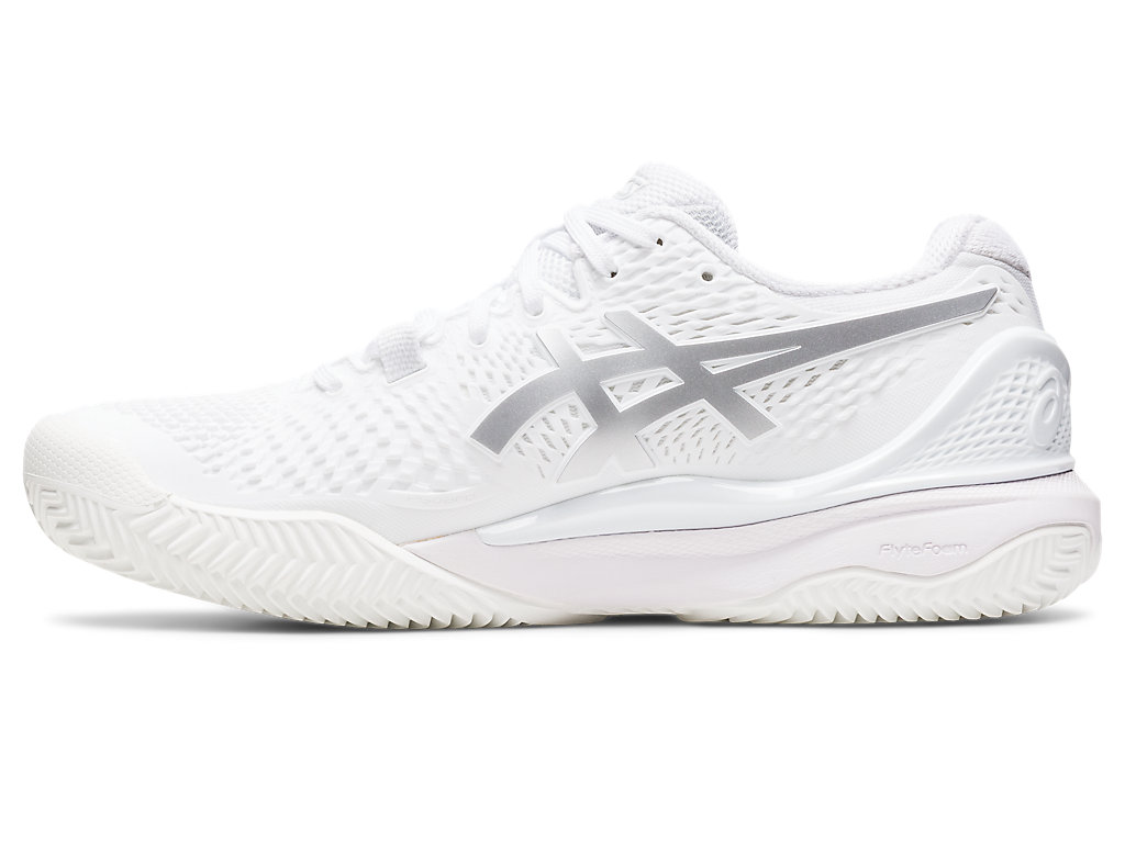 Women's Asics Gel-Resolution 9 Clay Tennis Shoes White / Silver | 6137-TKDNZ