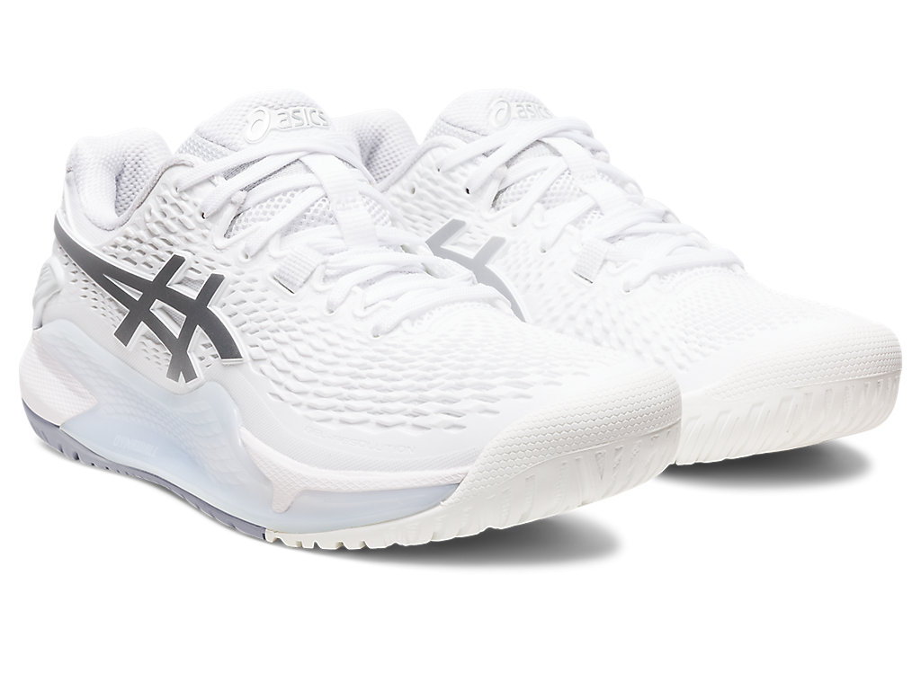 Women's Asics Gel-Resolution 9 Tennis Shoes White / Silver | 1520-YJAUF