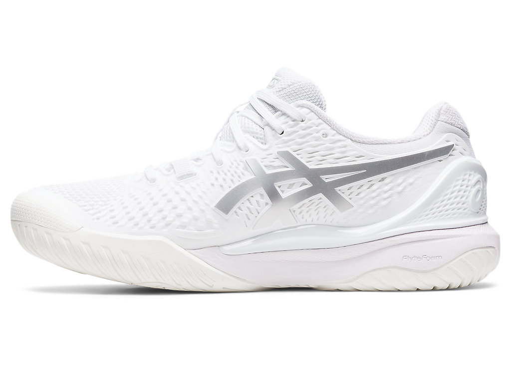 Women's Asics Gel-Resolution 9 Tennis Shoes White / Silver | 1520-YJAUF