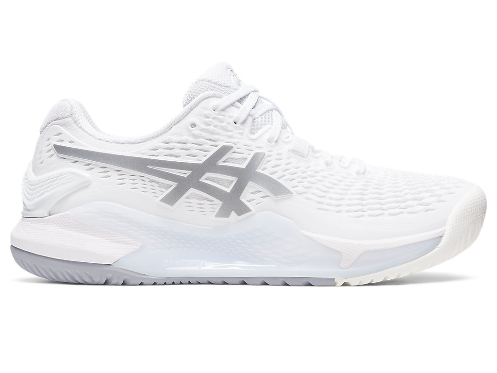 Women\'s Asics Gel-Resolution 9 Tennis Shoes White / Silver | 1520-YJAUF