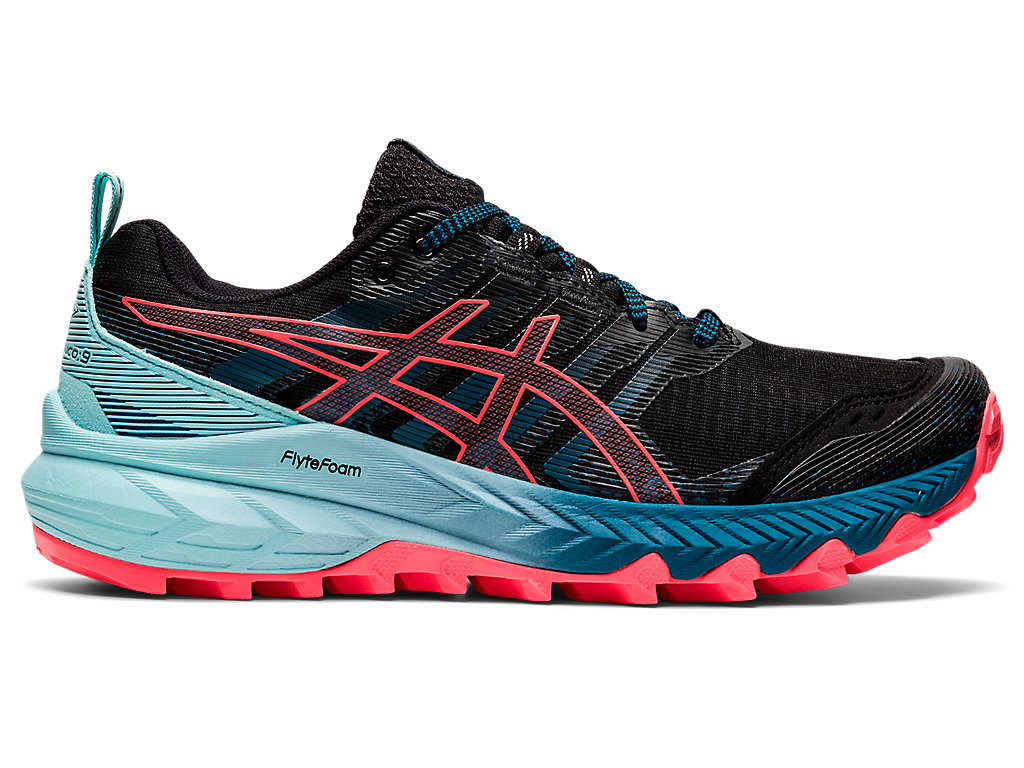 Women\'s Asics Gel-Trabuco 9 Trail Running Shoes Black / Coral | 9571-SLREC