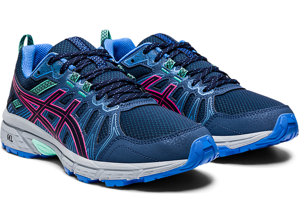 Women's Asics Gel-Venture 7 Trail Running Shoes Navy / Pink | 0428-DFNTK