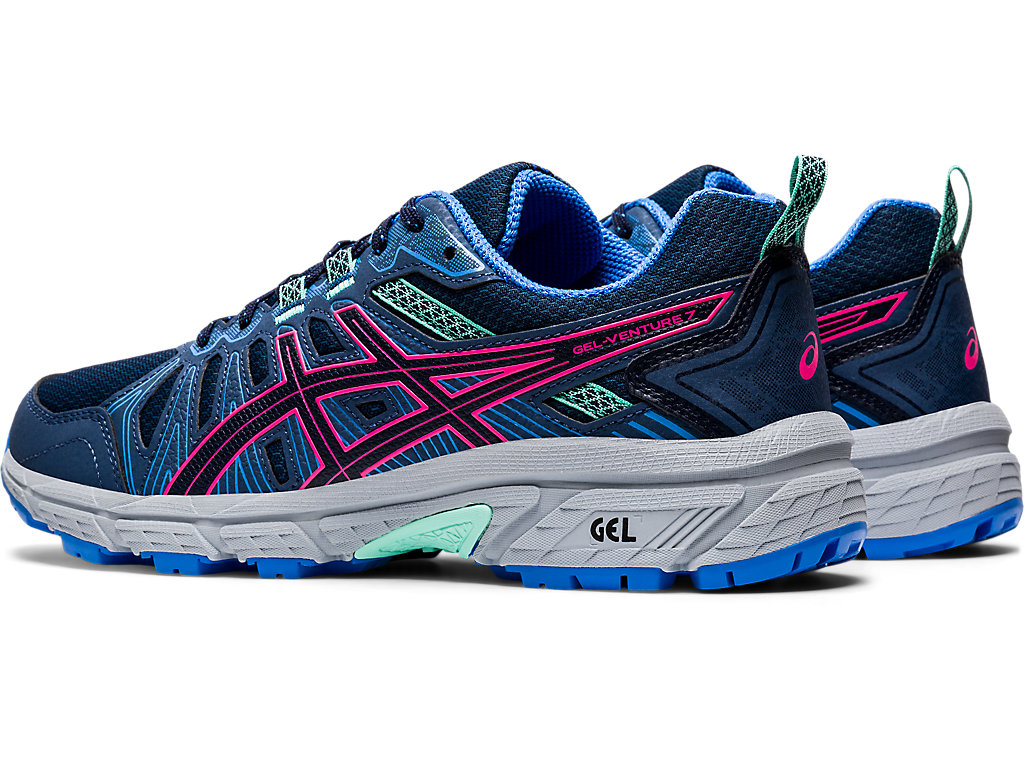 Women's Asics Gel-Venture 7 Trail Running Shoes Navy / Pink | 0428-DFNTK