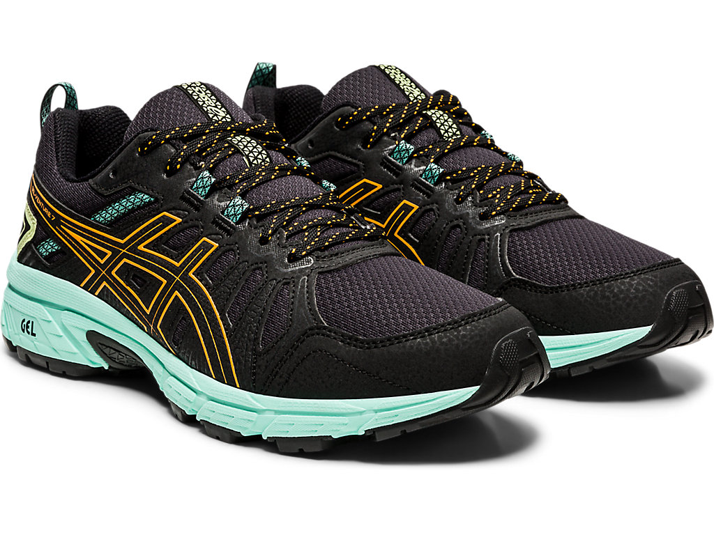 Women's Asics Gel-Venture 7 Trail Running Shoes Black / Orange | 8139-PMNWO