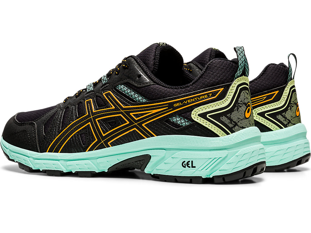 Women's Asics Gel-Venture 7 Trail Running Shoes Black / Orange | 8139-PMNWO