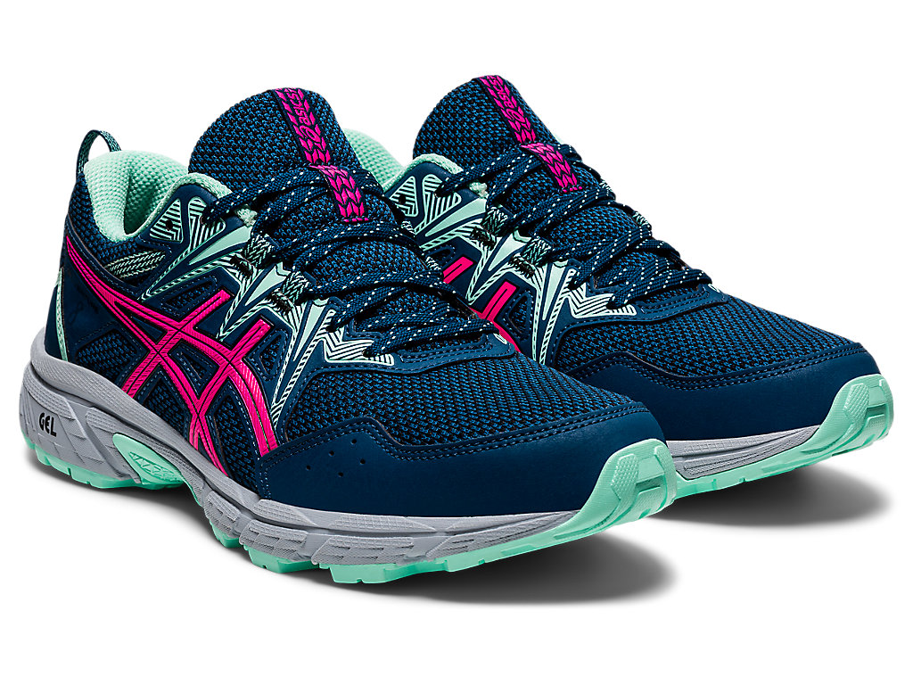 Women's Asics Gel-Venture 8 Trail Running Shoes Blue / Pink | 3976-EHFBJ