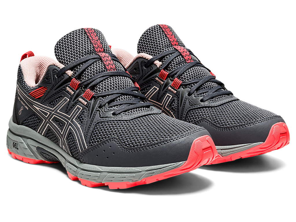 Women's Asics Gel-Venture 8 Trail Running Shoes Grey / Coral | 5760-NBPQJ