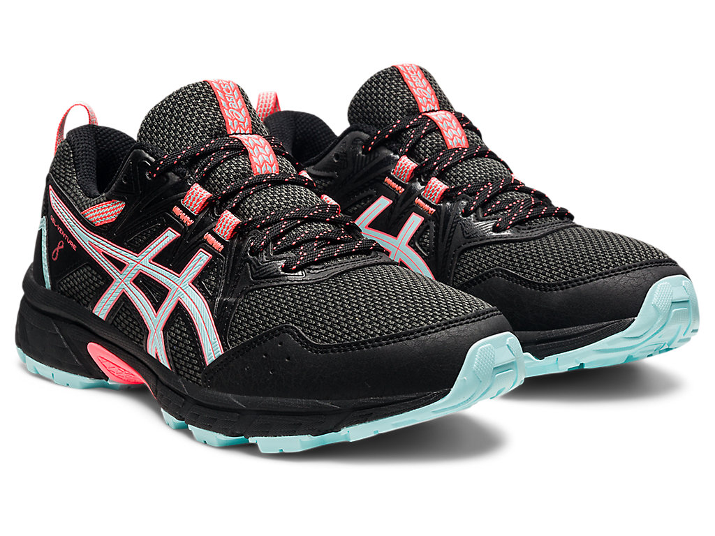 Women's Asics Gel-Venture 8 Trail Running Shoes Black / Blue | 5837-ETXKR