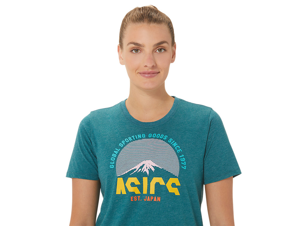 Women's Asics Gsg Since 1977 Adventure Crew T Shirts Deep Green | 4321-YKIMZ