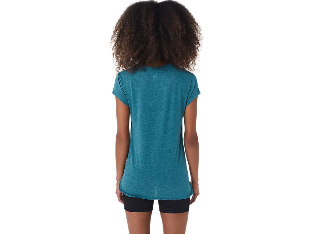 Women's Asics Heather Vneck T Shirts Deep Green | 2364-HARTU