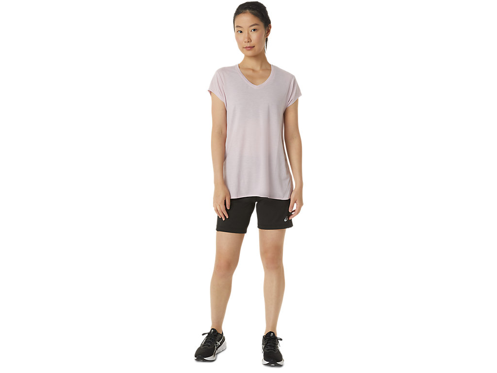 Women's Asics Heather Vneck T Shirts Rose | 6483-BJZIC