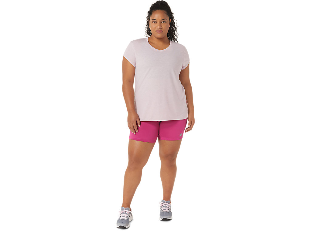 Women's Asics Heather Vneck T Shirts Rose | 6483-BJZIC