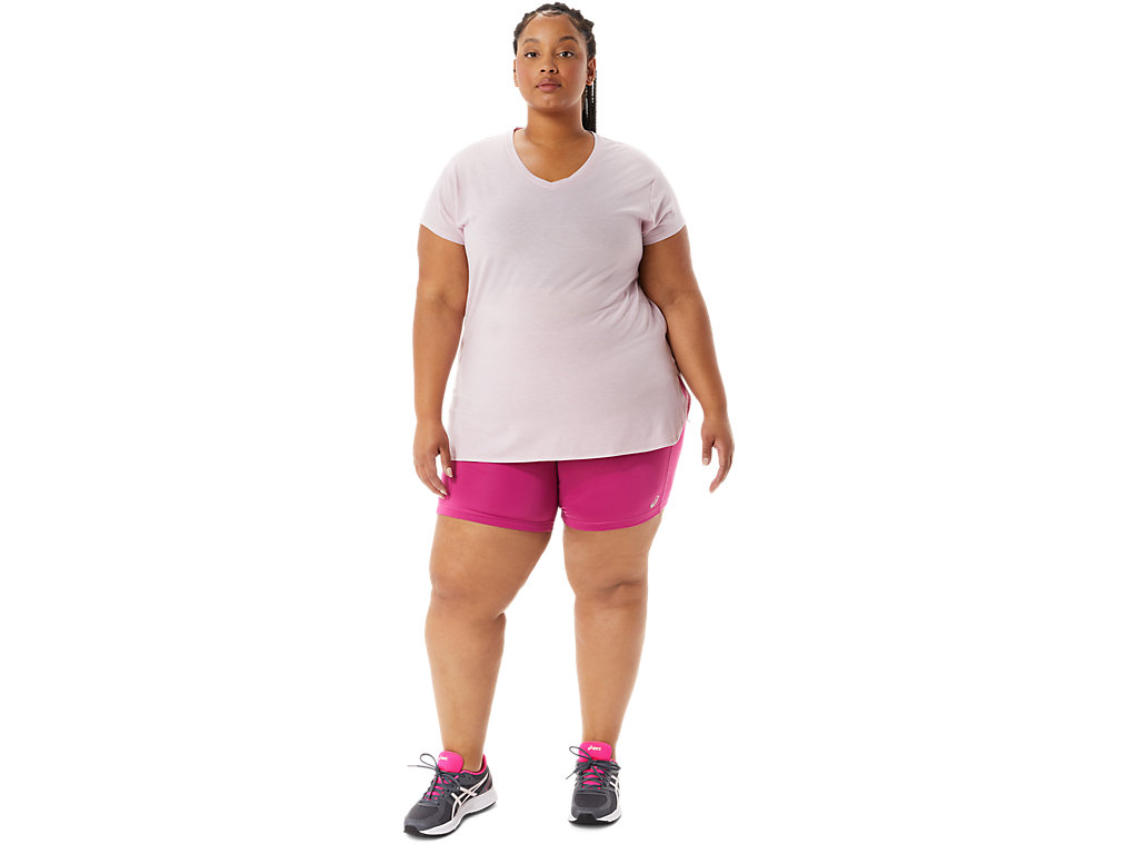 Women's Asics Heather Vneck T Shirts Rose | 6483-BJZIC