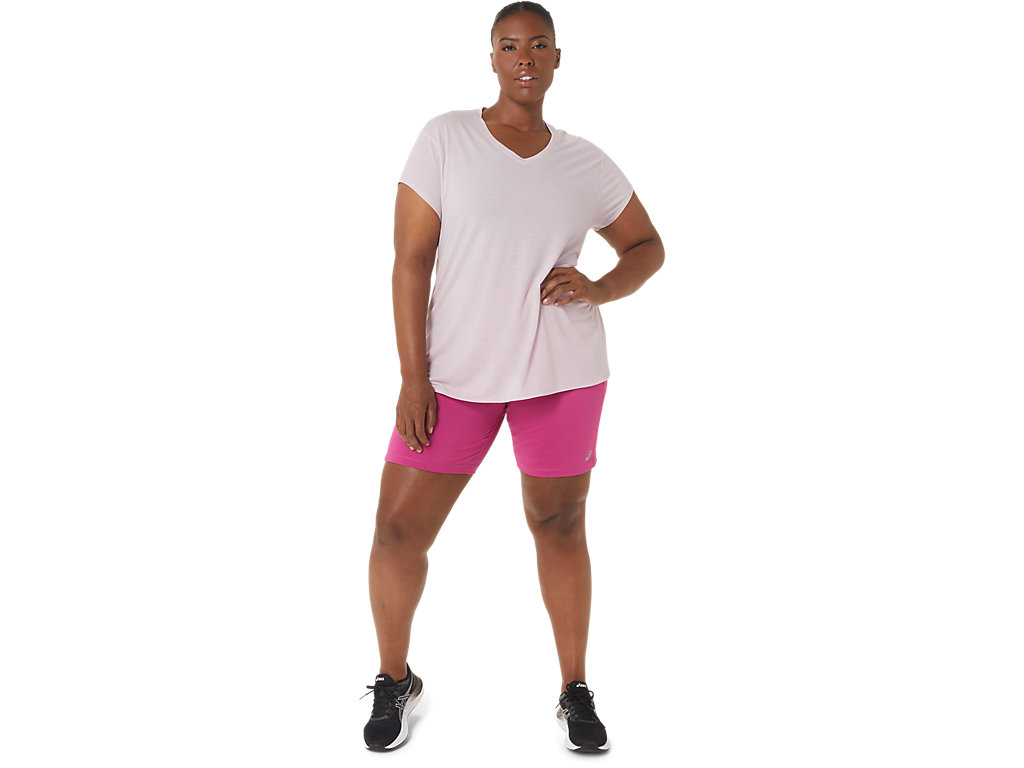 Women's Asics Heather Vneck T Shirts Rose | 6483-BJZIC