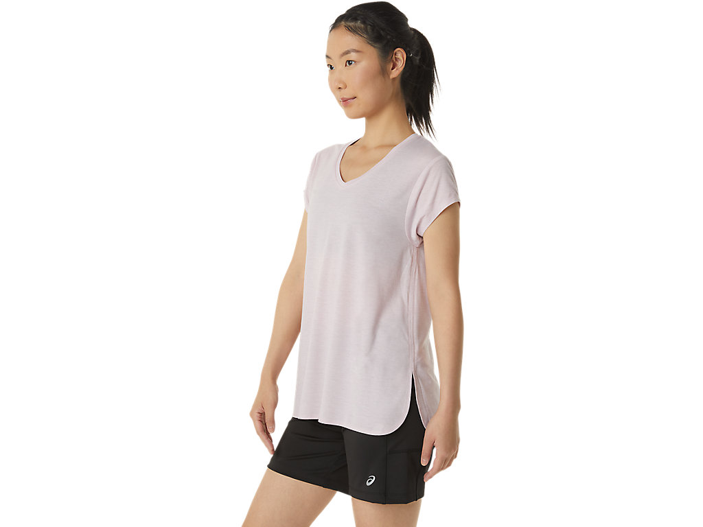 Women's Asics Heather Vneck T Shirts Rose | 6483-BJZIC