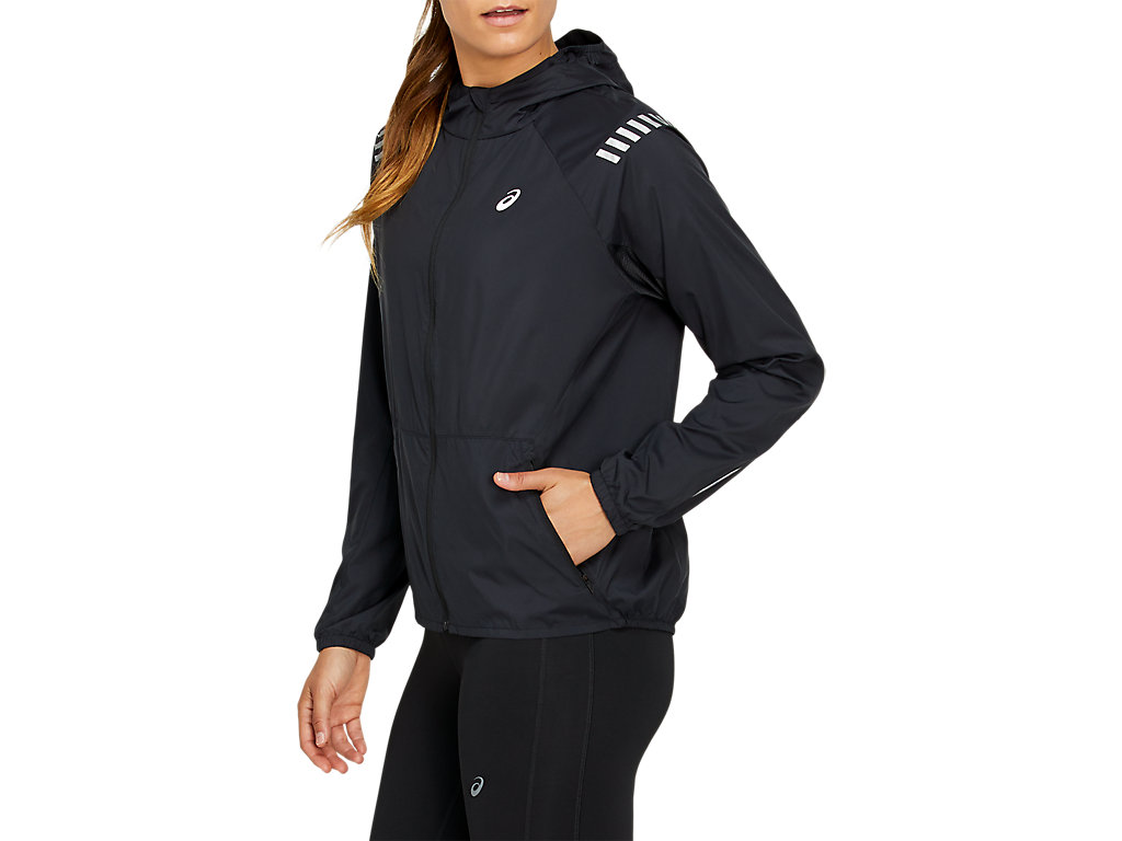 Women's Asics Lite-Show Jackets Black / Deep Grey | 1837-MCSXB