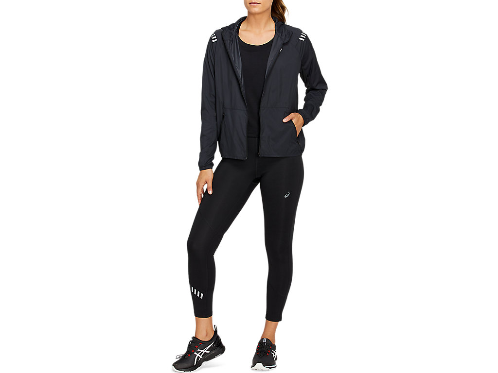 Women's Asics Lite-Show Jackets Black / Deep Grey | 1837-MCSXB