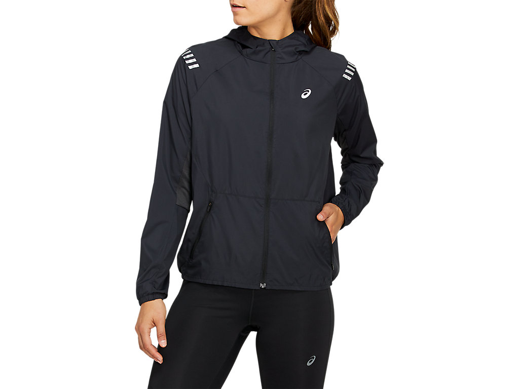 Women\'s Asics Lite-Show Jackets Black / Deep Grey | 1837-MCSXB