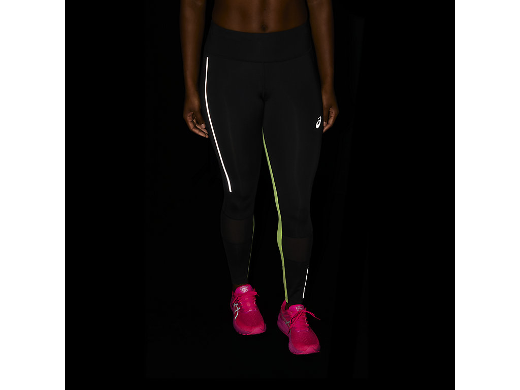 Women's Asics Lite-Show Leggings Black / Light Green | 5408-LNOMX