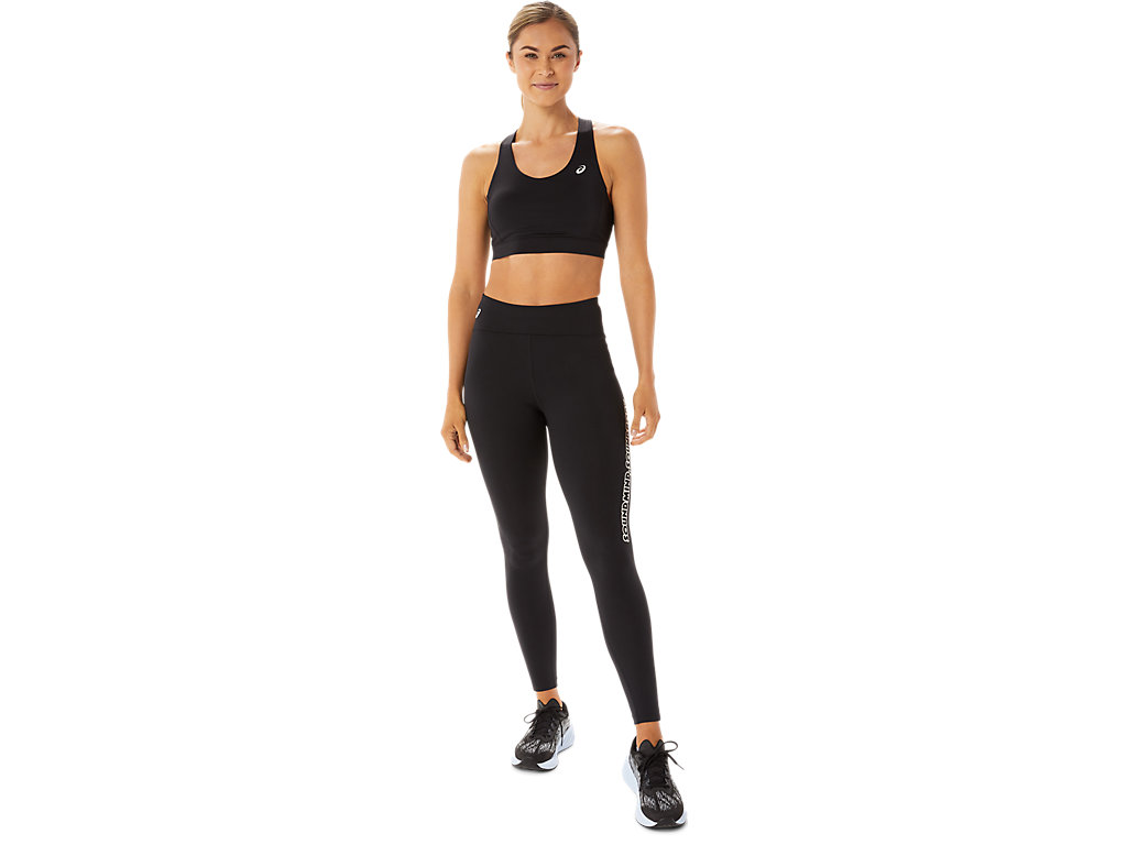 Women's Asics Logo Graphic Leggings Black / Grey | 1809-ZLROB