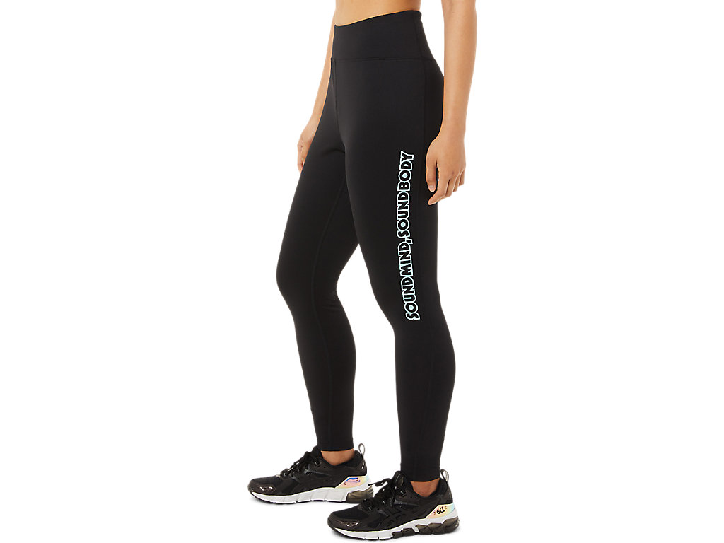 Women's Asics Logo Graphic Leggings Black | 2613-SUYZL