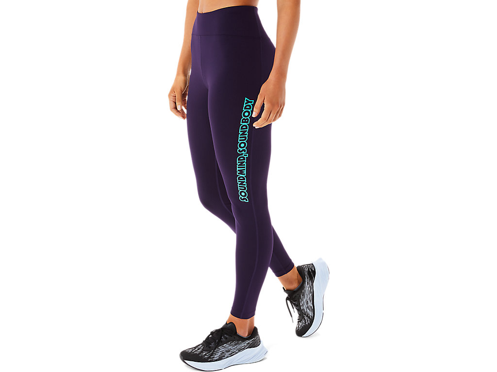 Women's Asics Logo Graphic Leggings Dark Purple | 4867-BEHNF