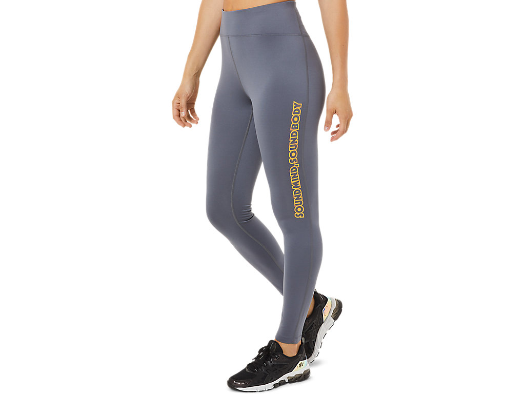 Women's Asics Logo Graphic Leggings Dark Grey | 9013-BJAPY