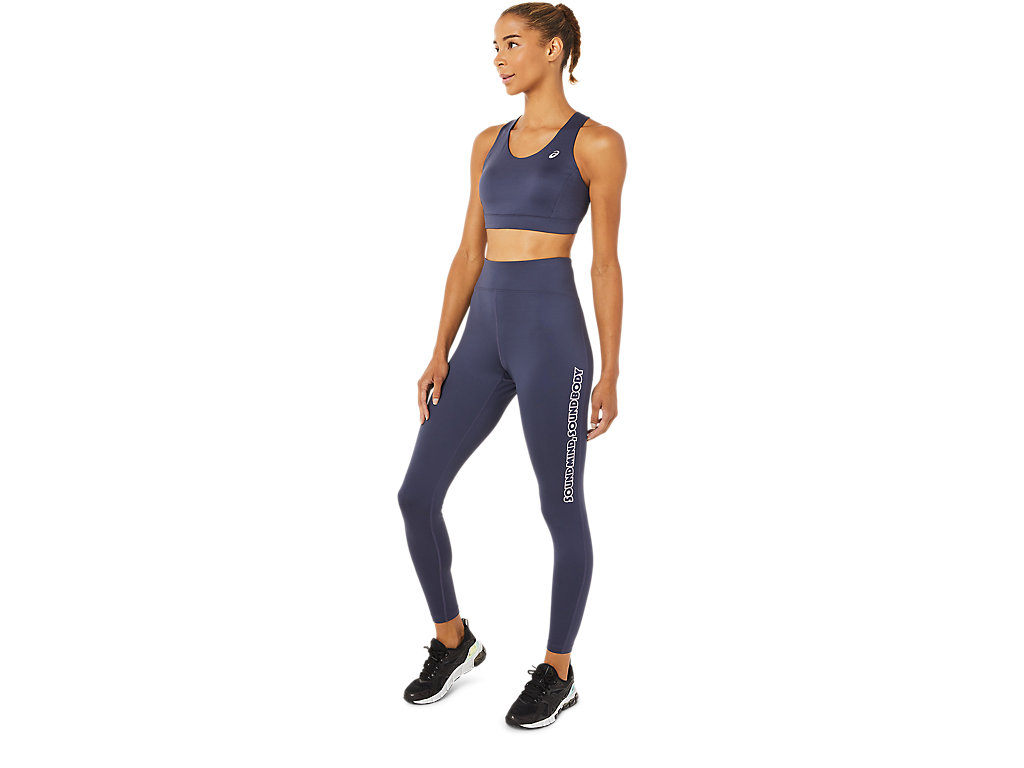 Women's Asics Logo Graphic Leggings Indigo | 5830-DYNAU