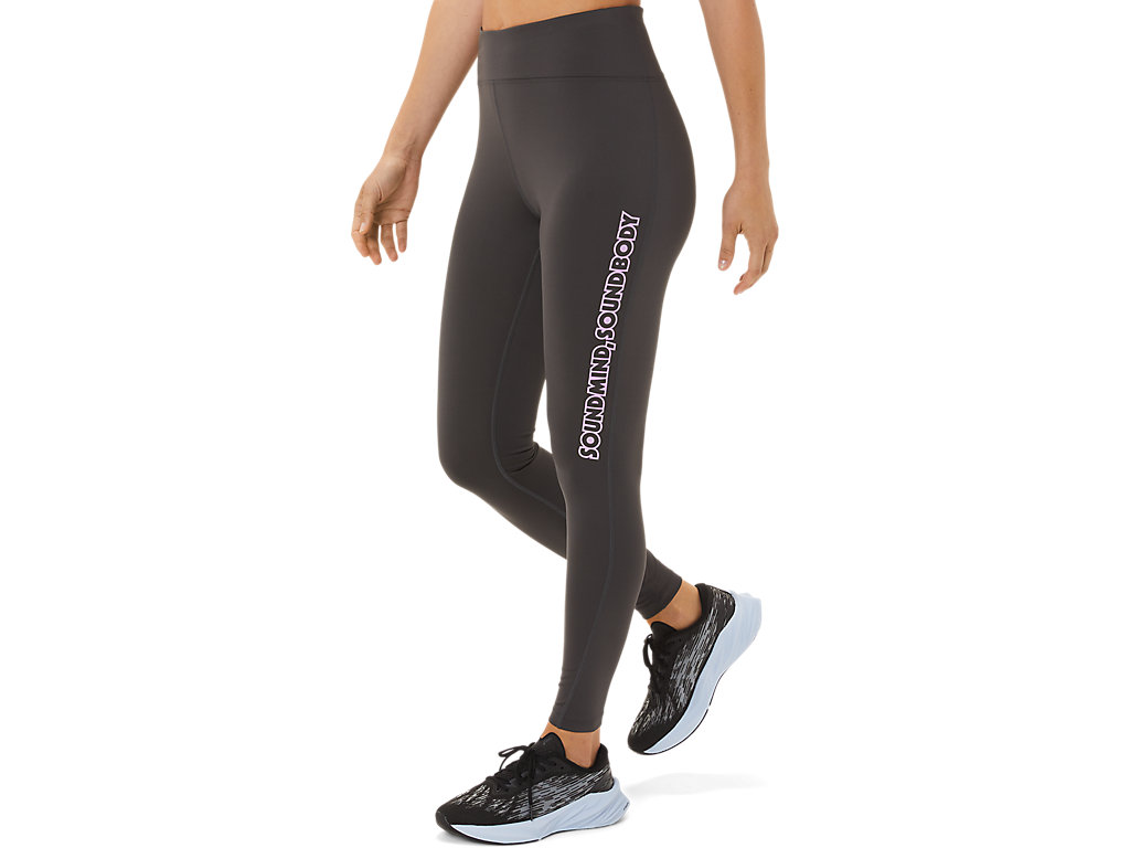 Women's Asics Logo Graphic Leggings Obsidian Grey | 7254-DPFYB