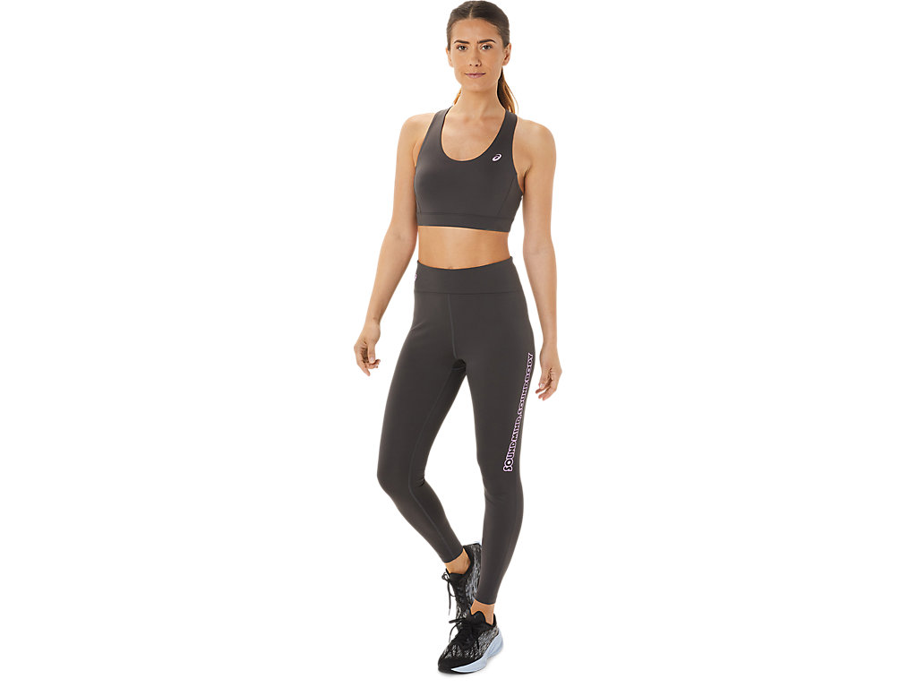 Women's Asics Logo Graphic Leggings Obsidian Grey | 7254-DPFYB