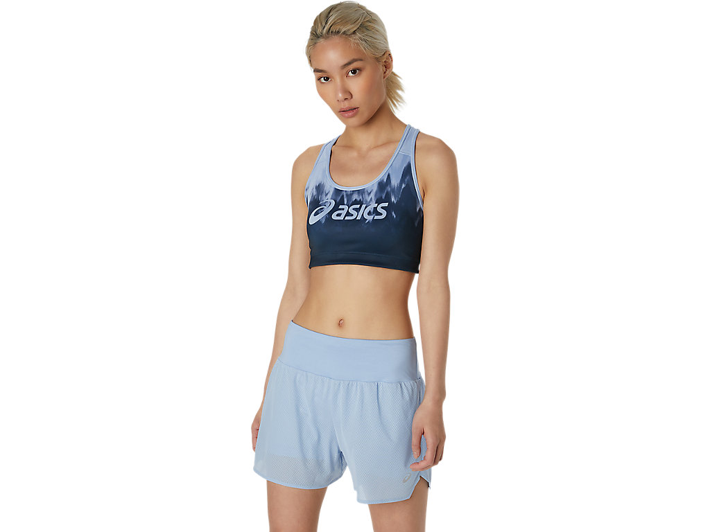 Women\'s Asics Logo Kasane Sports Bra White / Blue | 0149-XCWFB