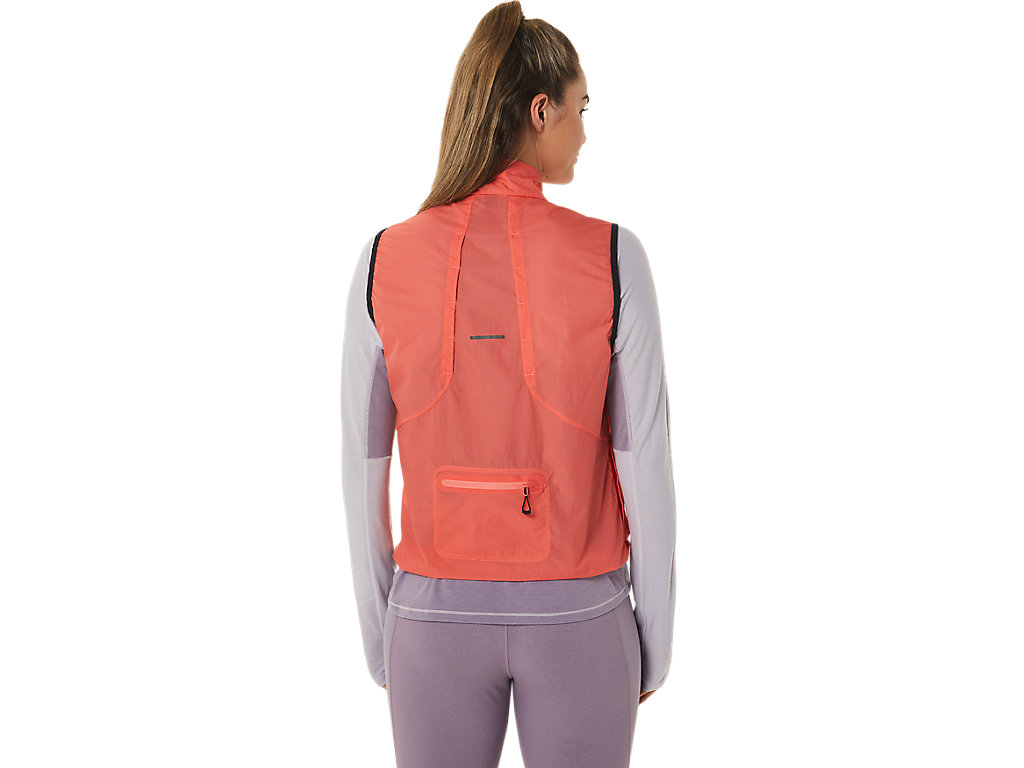 Women's Asics Metarun Packable Vest Jackets Rose | 3564-QXKDU