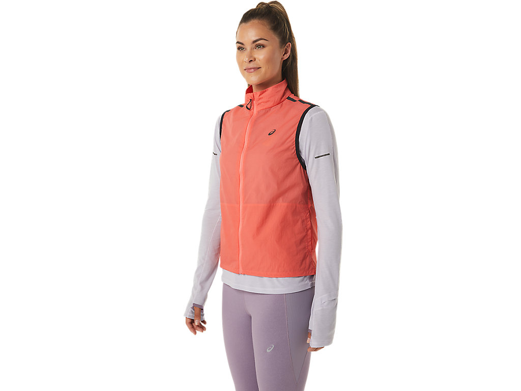 Women's Asics Metarun Packable Vest Jackets Rose | 3564-QXKDU