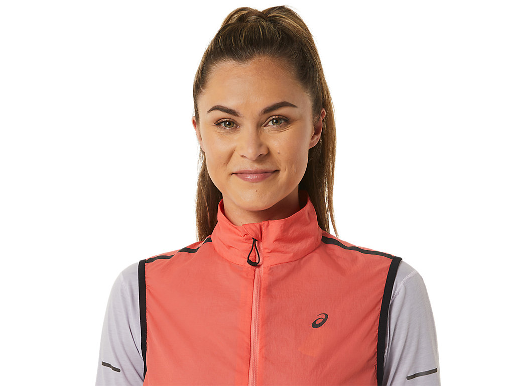 Women's Asics Metarun Packable Vest Jackets Rose | 3564-QXKDU