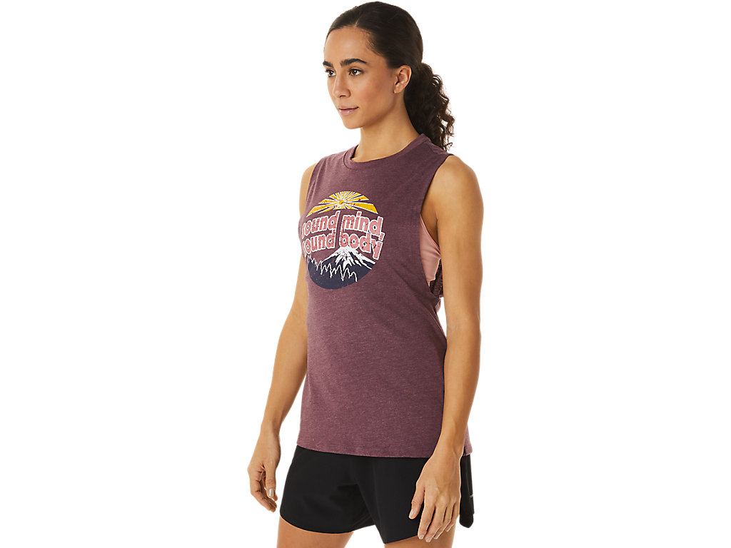 Women's Asics Mountain Muscle Tank T Shirts Burgundy | 1508-ZXWKD