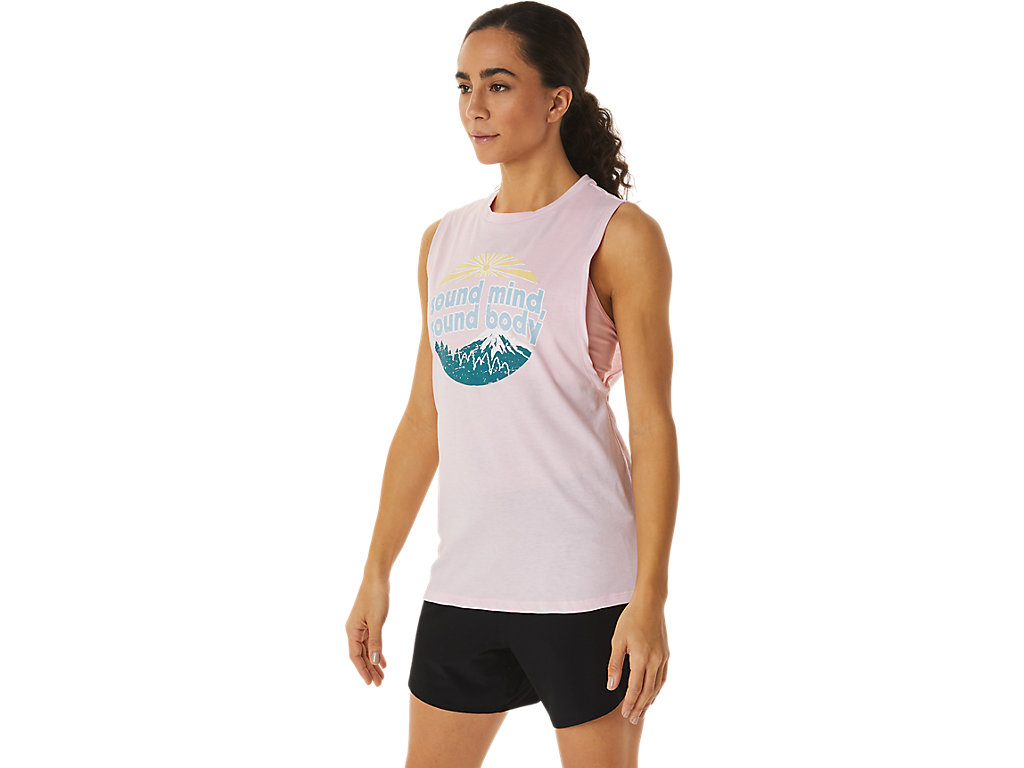 Women's Asics Mountain Muscle Tank T Shirts Pink Light Blue | 1602-EWJMG