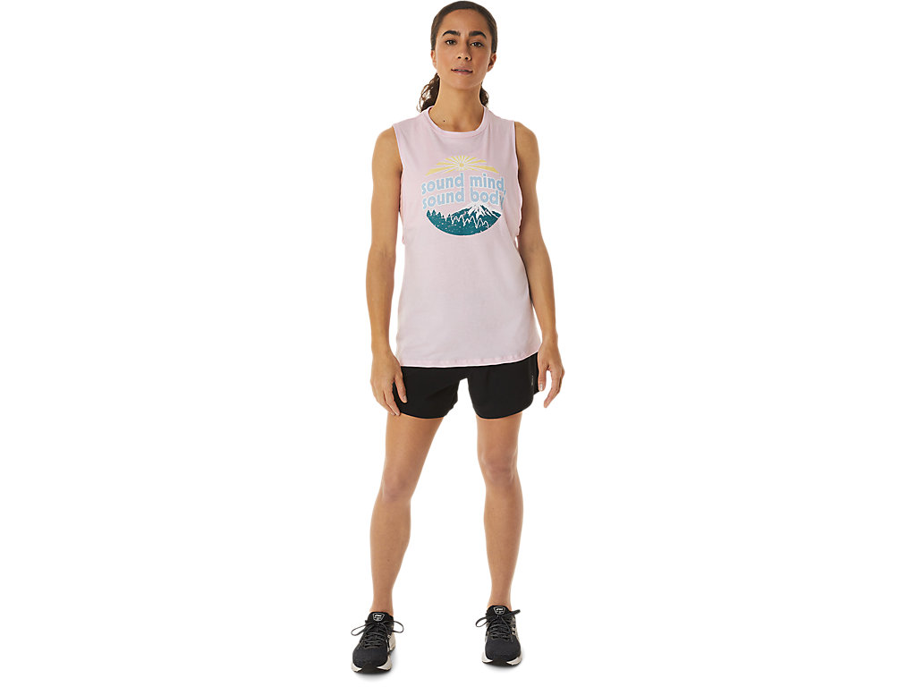 Women's Asics Mountain Muscle Tank T Shirts Pink Light Blue | 1602-EWJMG