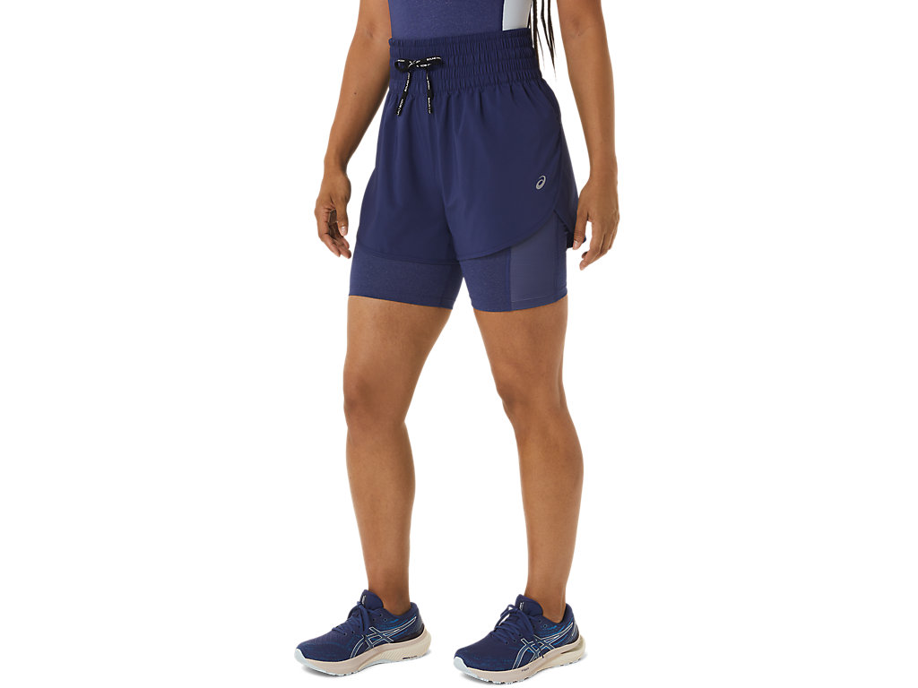 Women's Asics Nagino 4in Run Pants Indigo Blue | 0432-QNGOX