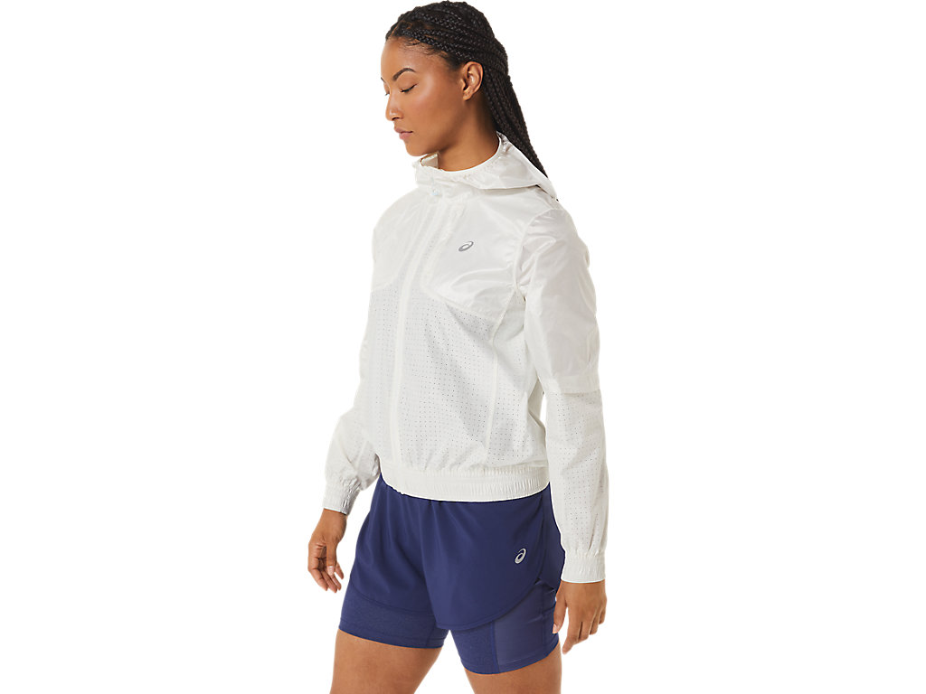 Women's Asics Nagino Run Jackets Cream | 7392-MWITE