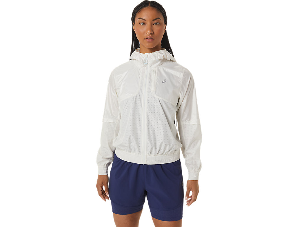 Women\'s Asics Nagino Run Jackets Cream | 7392-MWITE