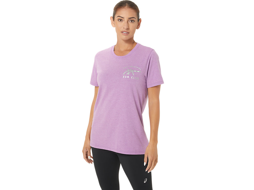 Women\'s Asics Orc Luminous Small Logo Ss Crew T Shirts Purple | 1063-DVZAN